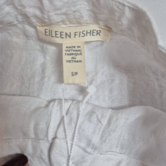 Eileen Fisher Women's Shirt Size S White Mandarin Collar Boxy  Linen-blend (60) - Picture 10 of 12